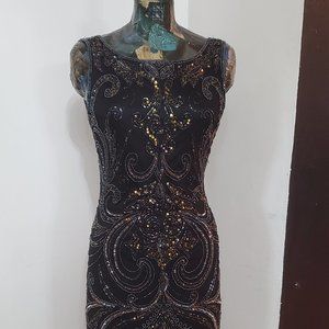 Black Gold sequin Formal Dress